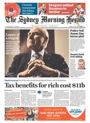 Sydney Morning Herald (Australia) Newspaper Front Page for 26 April 2016