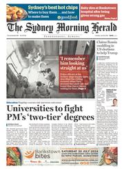 Sydney Morning Herald (Australia) Newspaper Front Page for 26 July 2016
