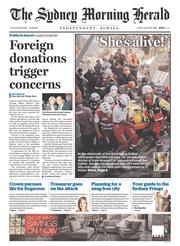 Sydney Morning Herald (Australia) Newspaper Front Page for 26 August 2016