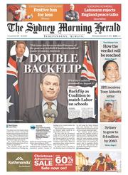 Sydney Morning Herald (Australia) Newspaper Front Page for 27 November 2013
