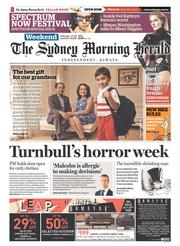 Sydney Morning Herald (Australia) Newspaper Front Page for 27 February 2016