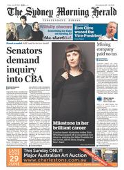 Sydney Morning Herald (Australia) Newspaper Front Page for 27 June 2014