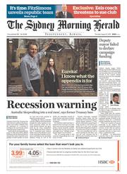 Sydney Morning Herald (Australia) Newspaper Front Page for 27 August 2015