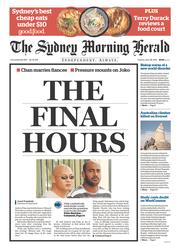 Sydney Morning Herald (Australia) Newspaper Front Page for 28 April 2015