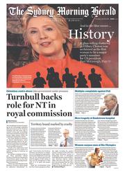 Sydney Morning Herald (Australia) Newspaper Front Page for 28 July 2016