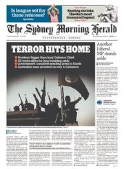 Sydney Morning Herald (Australia) Newspaper Front Page for 28 August 2014