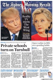Sydney Morning Herald (Australia) Newspaper Front Page for 28 September 2016