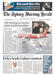 Sydney Morning Herald (Australia) Newspaper Front Page for 29 December 2014