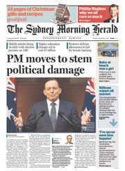 Sydney Morning Herald (Australia) Newspaper Front Page for 2 December 2014