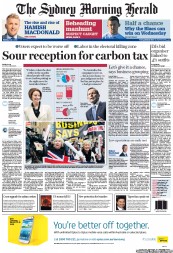 Sydney Morning Herald (Australia) Newspaper Front Page for 2 July 2012