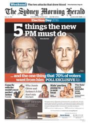 Sydney Morning Herald (Australia) Newspaper Front Page for 2 July 2016
