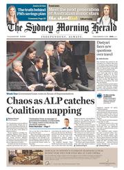 Sydney Morning Herald (Australia) Newspaper Front Page for 2 September 2016