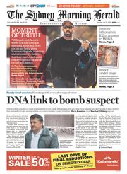 Sydney Morning Herald (Australia) Newspaper Front Page for 30 July 2015