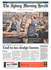 Sydney Morning Herald (Australia) Newspaper Front Page for 30 September 2014