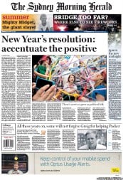 Sydney Morning Herald (Australia) Newspaper Front Page for 31 December 2012