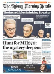 Sydney Morning Herald (Australia) Newspaper Front Page for 31 July 2015