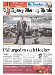 Sydney Morning Herald (Australia) Newspaper Front Page for 31 August 2015