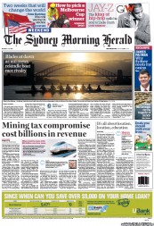 Sydney Morning Herald (Australia) Newspaper Front Page for 3 November 2012