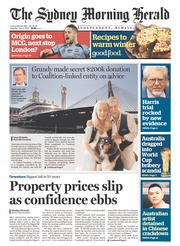 Sydney Morning Herald (Australia) Newspaper Front Page for 3 June 2014