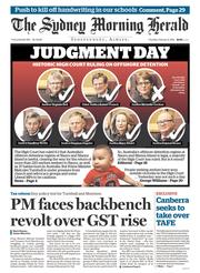 Sydney Morning Herald (Australia) Newspaper Front Page for 4 February 2016
