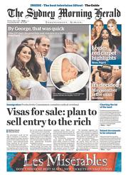 Sydney Morning Herald (Australia) Newspaper Front Page for 4 May 2015