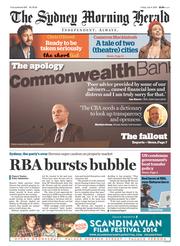 Sydney Morning Herald (Australia) Newspaper Front Page for 4 July 2014