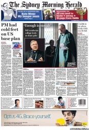Sydney Morning Herald (Australia) Newspaper Front Page for 5 November 2012