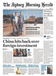 Sydney Morning Herald (Australia) Newspaper Front Page for 5 September 2016