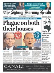 Sydney Morning Herald (Australia) Newspaper Front Page for 6 July 2015