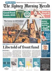Sydney Morning Herald (Australia) Newspaper Front Page for 6 September 2014