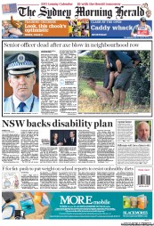 Sydney Morning Herald (Australia) Newspaper Front Page for 7 December 2012