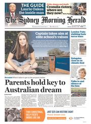 Sydney Morning Herald (Australia) Newspaper Front Page for 7 December 2015