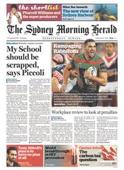 Sydney Morning Herald (Australia) Newspaper Front Page for 7 March 2014