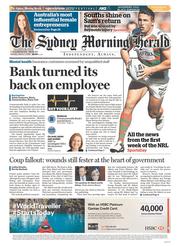 Sydney Morning Herald (Australia) Newspaper Front Page for 7 March 2016
