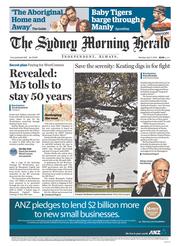 Sydney Morning Herald (Australia) Newspaper Front Page for 7 April 2014