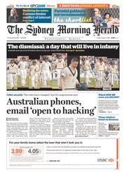 Sydney Morning Herald (Australia) Newspaper Front Page for 7 August 2015