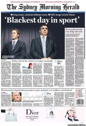 Sydney Morning Herald (Australia) Newspaper Front Page for 8 February 2013