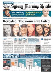 Sydney Morning Herald (Australia) Newspaper Front Page for 8 March 2014