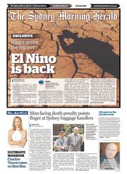 Sydney Morning Herald (Australia) Newspaper Front Page for 8 May 2015