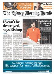 Sydney Morning Herald (Australia) Newspaper Front Page for 8 September 2014