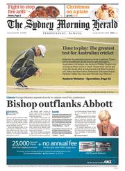 Sydney Morning Herald (Australia) Newspaper Front Page for 9 December 2014