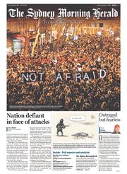 Sydney Morning Herald (Australia) Newspaper Front Page for 9 January 2015