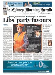 Sydney Morning Herald (Australia) Newspaper Front Page for 9 September 2014