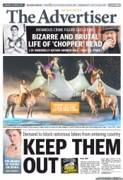 The Advertiser (Australia) Newspaper Front Page for 10 October 2013