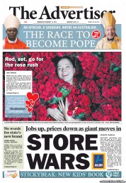 The Advertiser (Australia) Newspaper Front Page for 13 February 2013