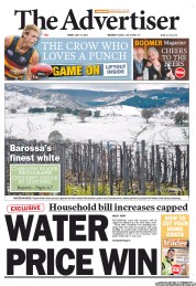 The Advertiser (Australia) Newspaper Front Page for 13 July 2012