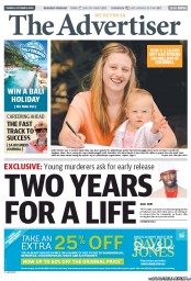 The Advertiser (Australia) Newspaper Front Page for 15 October 2013