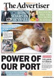 The Advertiser (Australia) Newspaper Front Page for 15 November 2012