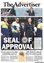 The Advertiser (Australia) Newspaper Front Page for 16 November 2012