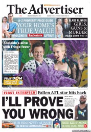 The Advertiser (Australia) Newspaper Front Page for 16 February 2013